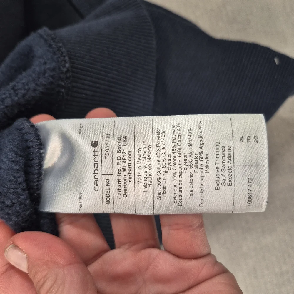 Carhartt Men's XXL Rain Defender Loose Fit Heavyweight Quarter-Zip Hoodie Blue - Picture 11 of 12